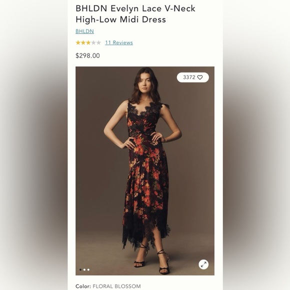 BHLDN Evelyn Lace V-Neck High-Low Midi Dress BHLDN Evelyn Lace V-Neck High-Low Midi Dress